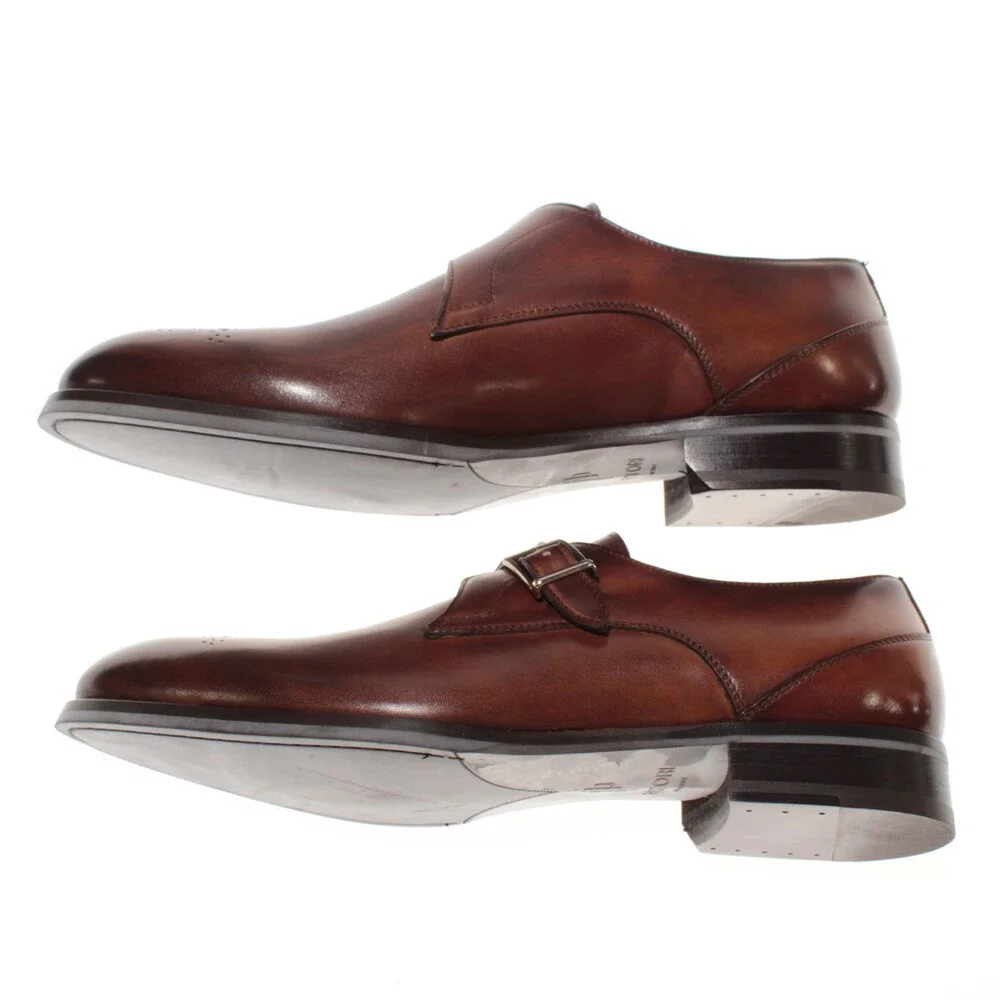 Pastori NWB Single Monk Strap Dress Shoes Size 10.5 US in Brown Leather
